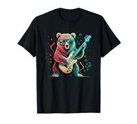 Retro Bear Playing Bass Guitar Music Lovers Wear T-Shirt