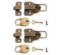 Retro Bear-Shaped Padlock Latch Set for Toolbox Storage Boxes | Golden Iron and Zinc Alloy Build, Adjustable Placement, Key Included, Sturdy Closure for Box Sizes