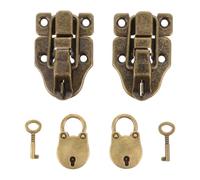 Retro Bear Shaped Toggle Hasp Latch Padlock with Key for Boxes | Iron and Zinc Alloy Build, Golden Finish, Detachable Closure, Privacy Locking for Jewelry Boxes and Suitcase