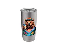 Retro Bear Tent Camping Beer Drinking Camp Camper Stainless Steel Insulated Tumbler