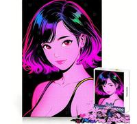 Retro Beautiful Anime Girl 1000 Piece Jigsaws for Teenagers Puzzle Smart Game Group Play Image Assembly Wall Art Decor (38x26cm)