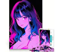Retro Beautiful Anime Girl Hard Jigsaw Puzzle for Adults 1000 Pieces Fine Logic Toy Calm Fun Neat Edge Thoughtful Gift (38x52cm)
