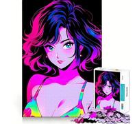 Retro Beautiful Anime Girl Jigsaw Puzzles 1000 Pieces for Adults Boost Memory Peaceful Fun Premium Cut Memorable Gift (50x75cm)