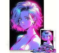 Retro Beautiful Anime Girl Jigsaw Puzzles 1000 Pieces for Adults Boost Memory Peaceful Fun Premium Cut Memorable Gift (50x75cm)