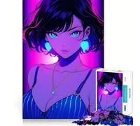 Retro Beautiful Anime Girl Jigsaw Puzzles 1000 Pieces for Adults Strengthen Memory Group Joy Clean Edge Stylish Gift (38x52cm)