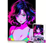 Retro Beautiful Anime Girl Jigsaw Puzzles for Adults 1000 Pieces Brain Skill Relaxed Mind Exact Edge Art Collection Piece (38x52cm)