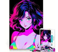 Retro Beautiful Anime Girl Jigsaw Puzzles for Adults 1000 Pieces Brain Skill Relaxed Mind Exact Edge Art Collection Piece (38x52cm)