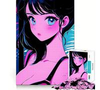 Retro Beautiful Anime Girl Jigsaw Puzzles for Adults1000 Pieces Mind Skill Toy Quiet Hobby Design Assembly (50x75cm)