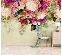 Retro Beautiful Three Dimensional Colourful Floral 3D Wallpaper Easy Install Feature Office Living Room Sofa Bedroom TV Background Wall Decoration-250cm×170cm
