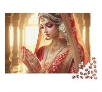 Retro Beauty 1000 Piece Indian Bride Cardboard Puzzle for Adults 14+ Senior Citizens Senior Centre Activity Stress Relief Social Icebreaker Birthday Gift 52x38cm/1000pcs
