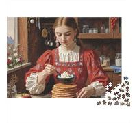 Retro Beauty 1000 Piece Pancake Chef Cardboard Jigsaw Puzzle for Adults 14+ Senior Centre Activity Stress Relief Home Leisure Time Casual Gamers Gift 38x26cm/1000pcs