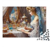 Retro Beauty 1000pc Writing Lady Heavy-duty Cardboard Jigsaw Puzzle for Brain Teaser Lovers Team Building Holiday Pastime 70x50cm/1000pcs