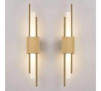 Retro Bedroom Corridor Reading Living Room Balcony Vanity Lights 4W Dimmable Strip Vintage Black Bathroom Wall Lamps & Sconces 2Pcs Modern Home Lighting Fixture Up And Down Wall Light(Gold,Left and ri
