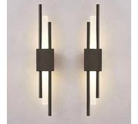 Retro Bedroom Corridor Reading Living Room Balcony Vanity Lights 4W Dimmable Strip Vintage Black Bathroom Wall Lamps & Sconces 2Pcs Modern Home Lighting Fixture Up And Down Wall Light(Black,Left and r