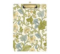 Retro Beige Flowers William Morris Contractor clipboard Plastic Plastic for Coaches Medical Classroom Size 9 x 12.5 Tabla para escribir
