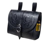 Retro Belt Pouch Medieval Retro Faux Leather Renaissance Costume Forest Elf Leaf Belt Bag Ren Faire Casual Waist Bag, V2-Black, 6.3 x 3.5 1.2 inches, Renaissance