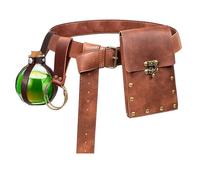 Retro Belt Pouch Waist Bag Fanny Pack Steampunk Phone Bag Witch Bottle Medieval Renaissance Cosplay Costume Accessories (3Bottle Brown)