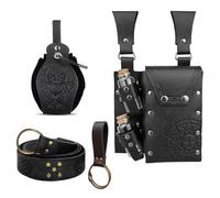 Retro Belt Pouch Waist Pack Medieval Witch Alchemy Vials Potion Bottle Viking Renaissance Costume Cosplay Accessories (Pouch-Black)