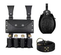 Retro Belt Pouch Waist Pack Medieval Witch Alchemy Vials Potion Bottle Viking Renaissance Costume Cosplay Accessories, Pouch-C-Black, Standard, Medieval