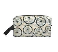 Retro Bicycle Printed Lightweight Storage Bag, 600D Oxford Fabric Travel Organizer Pouch for Stationery