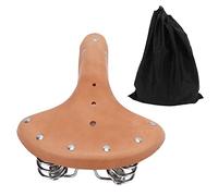 Retro Bicycle Saddle Classic Vintage Cow Leather Bicycle Seat with Springs Comfortable Ergonomic Design for Outdoor Cycling Touring Bike Brown