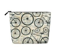 Retro Bicycle Zippered Cosmetic Bag Large Capacity, Fake Hemp Travel Pouch Daily Use Women's Organizer