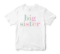 Retro Big Sister T Shirt, Brush Writing Birthday Gifts for Big Sis, Cute Girls Outfit Gift Idea, Kids Promoted to Big Sister Little Sister Tee, 3-4 Years, White