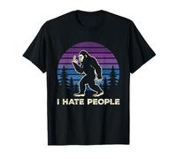 Retro Bigfoot I Hate People Sasquatch Hiking Introverts T-Shirt