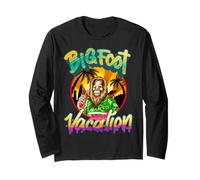 Retro Bigfoot Needs Vacation Funny Tropical Summer Sasquatch Long Sleeve T-Shirt