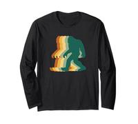 Retro Bigfoot Silhouette Funny Sasquatch Walking Graphic Long Sleeve T-Shirt