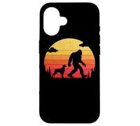Retro Bigfoot Silhouette Walking Brittany Spaniel Dog Case for iPhone 16