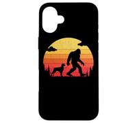 Retro Bigfoot Silhouette Walking Brittany Spaniel Dog Case for iPhone 16 Plus