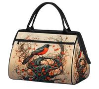 Retro Bird Abstract Tree Travel Sports Bag for Women Men, Large Capacity Weekender Duffel Bag Waterproof Carry On Overnight Bag for Gym Travel Outdoor Activities