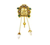 Retro Bird Clock Shape Brooch Vintage Golden Ornament for Women Delicate Breast Pin with Safety Pin Stylish Clothing Accessory for Sweaters and Cardigans