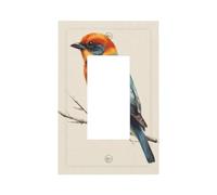 Retro Bird On Branch Vintage Light Switch Wall Plate Faceplate Cover Single Rocker 1 Gang Decorator Outlet Receptacle Covers for Home Kitchen Room Bathroom Decor