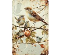 Retro Bird Tin Sign,Featuring Seasonal Birds Metal Sign,Suitable for Chinese-Style Wall Decor,Metal Poster for Cafe,Office,Classroom,Studies,Living Room,and Restaurant,8x12 inches (Bird-10)
