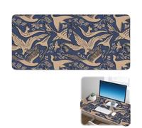 Retro Birds and Flowers Desk Pad Non-Slip Large Desk Mouse Mat with Smooth Surface Pu Leather Size Mouse Pad Large Mousemat Office Accessories for Home Office Gifts Mousepad for School Home Table