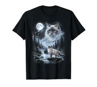 Retro Birman Cat Moon 90s Bootleg Meme Kitten Cats Value Graphic T-Shirt, Men, Black, S