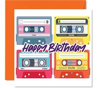Retro Birthday Cards for Women and Men, Music Cassette Tapes