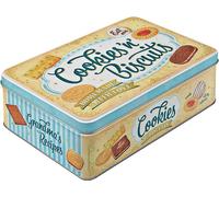 Nostalgic-Art Retro storage tin box flat, 2.5 l, Cookies 'n' Biscuits - Gift idea for the kitchen, metal tin with lid, vintage design