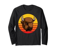 Retro Bison Animal Lover, Vintage Bison Yak Wildlife Lovers Long Sleeve T-Shirt