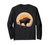 Retro Bison Animal Lover, Vintage Bison Yak Wildlife Lovers Long Sleeve T-Shirt