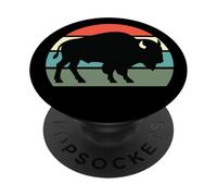 Retro Bison Animal Lover, Vintage Bison Yak Wildlife Lovers PopSockets Adhesive PopGrip