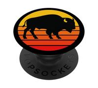 Retro Bison Animal Lover, Vintage Bison Yak Wildlife Lovers PopSockets Adhesive PopGrip