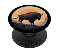 Retro Bison Animal Lover, Vintage Bison Yak Wildlife Lovers PopSockets Adhesive PopGrip