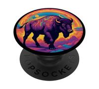 Retro Bison Animal Lover, Vintage Bison Yak Wildlife Lovers PopSockets Adhesive PopGrip