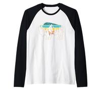 Retro Bison Mountain Forest Sunset Wildlife Lover Raglan Baseball Tee