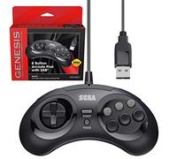 Retro-Bit Official Sega Genesis USB Controller 8-Button Arcade Pad for Sega Genesis Mini, Nintendo Switch, PC, Mac, Steam, RetroPie, Raspberry Pi - USB Port - Black