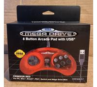 Retro-Bit Official Sega Mega Drive USB Controller 8-Button Red Arcade Pad - New