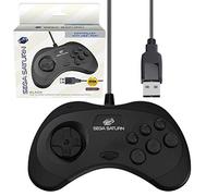Retro-Bit Official Sega Saturn USB Controller Pad (Model 2) for Sega Genesis Mini, PS3, PC, Mac, Steam, Switch - USB Port (Black)